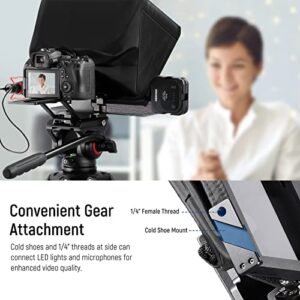 NEEWER Teleprompter X14 PRO with RT-110 Remote & APP Control (Bluetooth Connection via NEEWER Teleprompter App), 14” Portable No Assembly Compatible with iPad Android Tablet Smartphone Camera