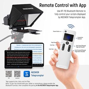 NEEWER Teleprompter X14 PRO with RT-110 Remote & APP Control (Bluetooth Connection via NEEWER Teleprompter App), 14” Portable No Assembly Compatible with iPad Android Tablet Smartphone Camera