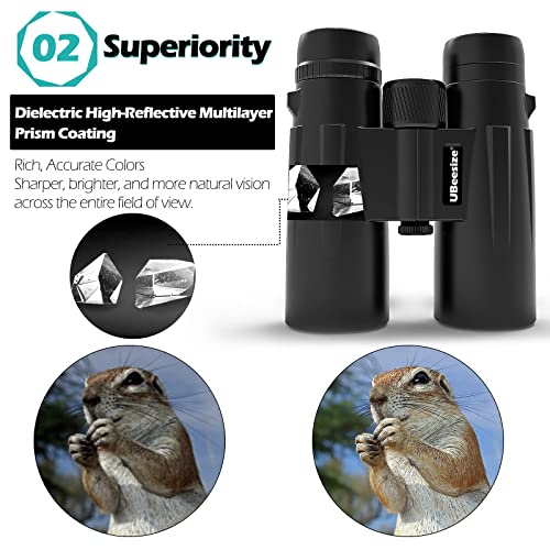 UBeesize 12x42 HD Binoculars for Adults with Upgraded Phone Adapter, Professional Binoculars with Clear Low Light Vision, Waterproof Binoculars for Bird Watching, Hunting, Travel and Outdoor Sports