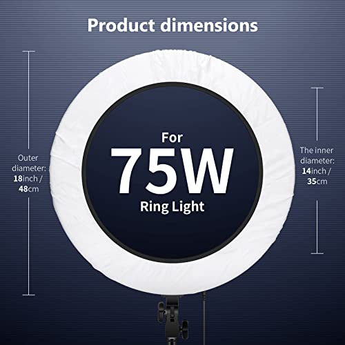 Neewer 18 inches Collapsible Photography Video Light Softbox Diffuser for 75W(600W Equivalent) Ring Fluorescent Light Flash Light