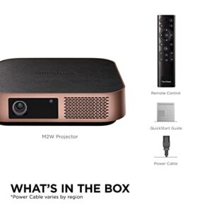 ViewSonic M2w WXGA Portable Projector with 1700 LED Lumens, H/V Keystone, Auto Focus, Harman Kardon Bluetooth Speakers, Wi-Fi Enabled, HDMI, USB C, Stream Netflix with Dongle