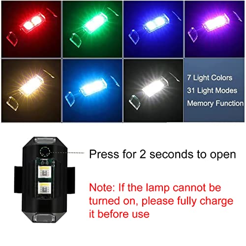 4PCS LED Strobe Lights 7 Colors Drone Anti-Collision Lights Rechargeable Night Warning Light for Car Motorcycle Aircraft RC Boat