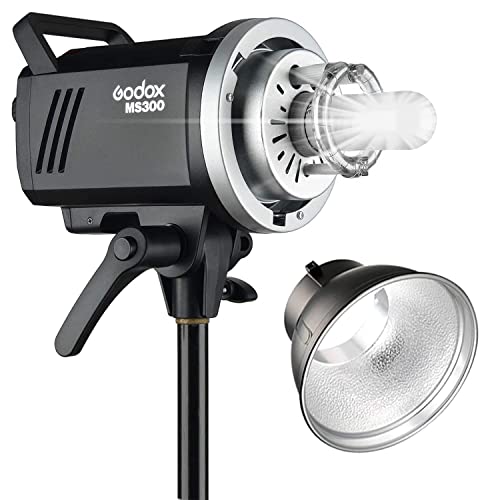 Godox MS300 Compact Studio Flash 300W 2.4G Wireless Monolight with 150W Modeling Lamp,Outstanding Power Output Stability,Anti-Preflash,Bowens Mount,5600±200K CCT,0.1～1.8S Recycle Time