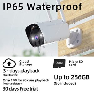 4 Pack Wireless Camera Security with Cloud Storage with 2K Color Night Vision, 15000 mAh Wireless Surveillance Camera with 2 Way Audio, IP65, AI Motion Detection, Support Alexa, No Monthly Fee