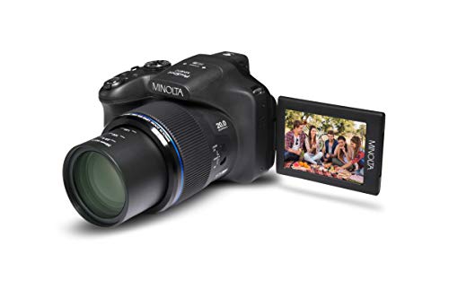 Minolta Pro Shot 20 Mega Pixel HD Digital Camera with 67X Optical Zoom, Full 1080P HD Video & 16GB SD Card, Black