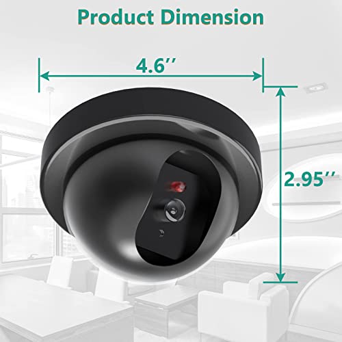 WALI Dummy Fake Security CCTV Dome Camera with Flashing Red LED Light with Security Alert Sticker Decals (SD-2), 2 Packs, Black