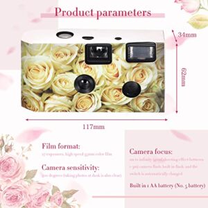 12 Pack Disposable Camera for Wedding Single Use Film Camera with Flash for Wedding, Anniversary, Travel, Camp, Party Supply (Yellow Rose)