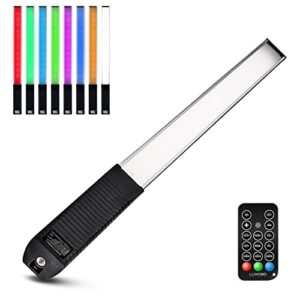 portable led photography light wand, luxceo handheld led video light 1000 lumens cri 95+ usb rechargeable with remote control, carry bag, adjustable color temperature 3000k-6000k and 36 colors