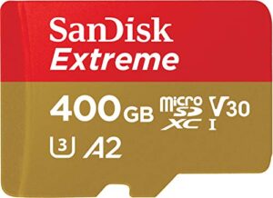 sandisk 400gb extreme microsdxc uhs-i memory card with adapter – up to 160mb/s, c10, u3, v30, 4k, a2, micro sd – sdsqxa1-400g-gn6ma
