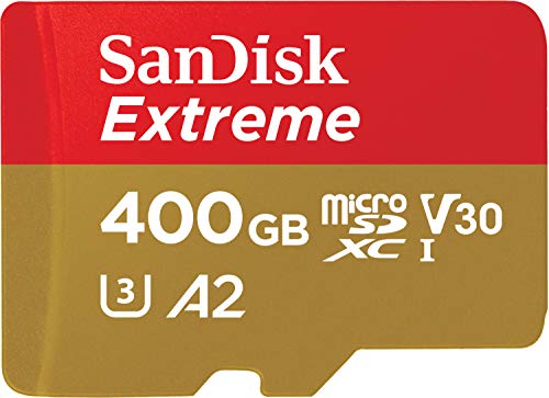 SanDisk 400GB Extreme microSDXC UHS-I Memory Card with Adapter - Up to 160MB/s, C10, U3, V30, 4K, A2, Micro SD - SDSQXA1-400G-GN6MA