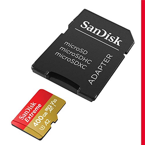 SanDisk 400GB Extreme microSDXC UHS-I Memory Card with Adapter - Up to 160MB/s, C10, U3, V30, 4K, A2, Micro SD - SDSQXA1-400G-GN6MA