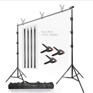 limostudio (heavy duty) 10 ft. wide x 9.6 fit. tall backdrop stands, high stability with thicker pole diameter, adjustable width & length, background support system kit with accessories, agg1114