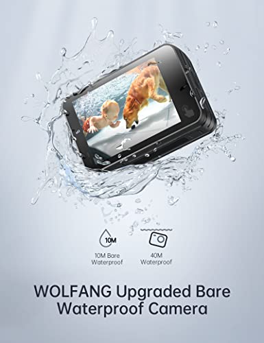 WOLFANG GA420 Action Camera 4K 60FPS 24MP WiFi Waterproof Underwater Camera 3.0 EIS Stabilization 8X Zoom Helmet Camera (External Microphone, Remote Control, 2x1350mAh Batteries and Accessory Kit)