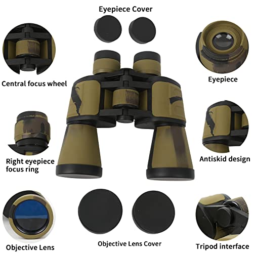 Binoculars for Adults 20x50 High Power Military Binoculars for Adults and Kids with Low Light Night Vision,Compact Waterproof Bird Watching Travel Hunting Stargazing BAK-4 Prism FMC Lens(Brown-1