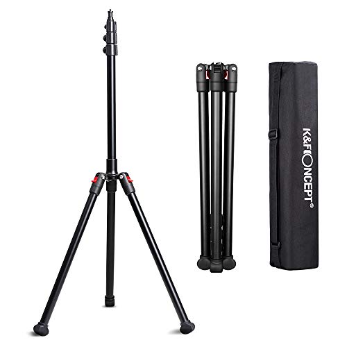 K&F Concept 86.6 inch/7.2ft Aluminium Photography Video Tripod Light Stand for Reflectors, Softboxes, Flash, Strobe Lights, Umbrellas, Compact Lightweight Travel Lighting Stands with Carry Case