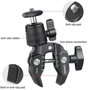 ULANZI R099 Super Clamp Camera Mount Clamp with 360° Ballhead, Bike/Bicycle/Motorcycle Handlebar Mount for Insta360/GoPro/AKASO/DJI Osmo Action Cameras, DSLR/Cameras/Lights Pole Tube Mount