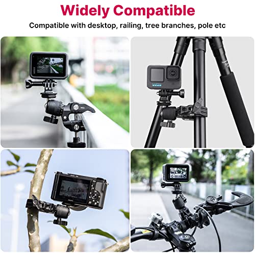 ULANZI R099 Super Clamp Camera Mount Clamp with 360° Ballhead, Bike/Bicycle/Motorcycle Handlebar Mount for Insta360/GoPro/AKASO/DJI Osmo Action Cameras, DSLR/Cameras/Lights Pole Tube Mount