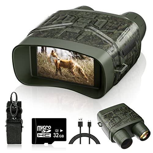 Fvtga Night Vision Goggles - 4K Night Vision Binoculars for Adults, 3'' Digital Infrared Night Vision can Save Photo and Video with 32GB Memory Card & Rechargeable Lithium Battery, Camouflage