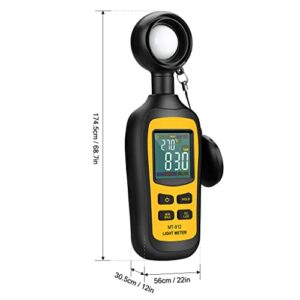 Light Meter Digital Illuminance Meter Handheld Ambient Temperature Measurer with Range up to 200,000 Lux Luxmeter with 4 Digit Color LCD Screen