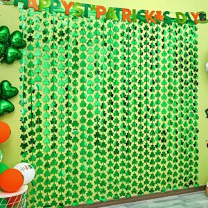 lolstar 3 pack st. patrick’s day foil fringe curtains lucky st patricks day party decorations 3.3 x 6.6 ft shamrock tinsel curtain photo prop backdrop streamer backdrop for irish party decoration