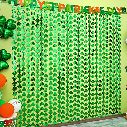 LOLStar 3 Pack St. Patrick's Day Foil Fringe Curtains Lucky St Patricks Day Party Decorations 3.3 x 6.6 ft Shamrock Tinsel Curtain Photo Prop Backdrop Streamer Backdrop for Irish Party Decoration