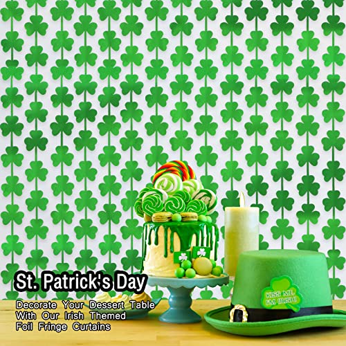 LOLStar 3 Pack St. Patrick's Day Foil Fringe Curtains Lucky St Patricks Day Party Decorations 3.3 x 6.6 ft Shamrock Tinsel Curtain Photo Prop Backdrop Streamer Backdrop for Irish Party Decoration