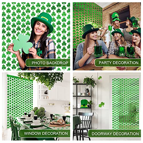 LOLStar 3 Pack St. Patrick's Day Foil Fringe Curtains Lucky St Patricks Day Party Decorations 3.3 x 6.6 ft Shamrock Tinsel Curtain Photo Prop Backdrop Streamer Backdrop for Irish Party Decoration