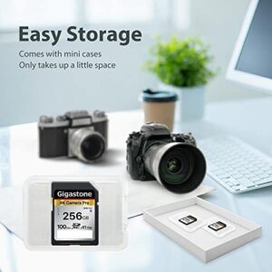 Gigastone 256GB SD Card V30 SDXC Memory Card High Speed 4K Ultra HD UHD Video Compatible with Canon Nikon Sony Pentax Kodak Olympus Panasonic Digital Camera, with 1 Mini case