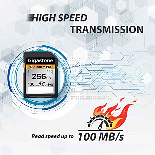 Gigastone 256GB SD Card V30 SDXC Memory Card High Speed 4K Ultra HD UHD Video Compatible with Canon Nikon Sony Pentax Kodak Olympus Panasonic Digital Camera, with 1 Mini case