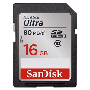 sandisk ultra 16gb class 10 sdhc uhs-i memory card up to 80mb/s (sdsdunc-016g-gn6in)