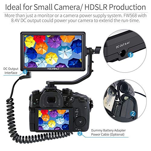 FEELWORLD FW568 V3 6 inch DSLR Camera Field Monitor with Waveform LUTs Video Peaking Focus Assist Small Full HD 1920x1080 IPS with 4K HDMI 8.4V DC Input Output Include Tilt Arm