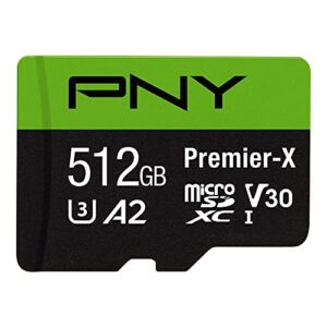 pny 512gb premier-x class 10 u3 v30 microsdxc flash memory card