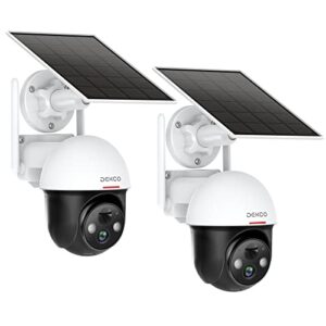 dekco 2k solar security cameras wireless outdoor, 360° view pan tilt spotlight battery powered wifi security system, 2-way talk, hd night vision, human detection