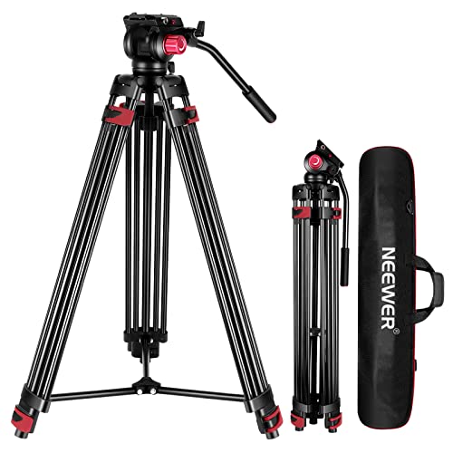 NEEWER 79”/200cm Video Tripod, Heavy Duty Aluminum Alloy Camera Tripod Stand with 360°Fluid Drag Head, QR Plate Compatible with Canon Nikon Sony and Other DSLR Camera Camcorder, Load Up to 17.6lb/8kg