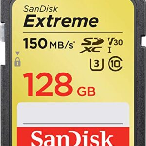 SanDisk 128GB Extreme SDXC UHS-I Memory Card - 150MB/s, C10, U3, V30, 4K UHD, SD Card - SDSDXV5-128G-GNCIN