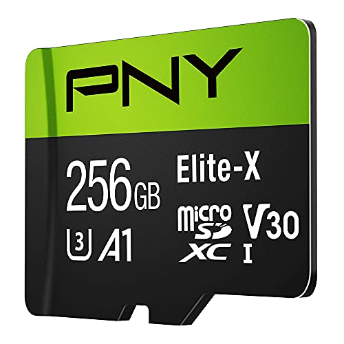 PNY 256GB Elite-X Class 10 U3 V30 microSDXC Flash Memory Card - 100MB/s, Class 10, U3, V30, A1, 4K UHD, Full HD, UHS-I, micro SD