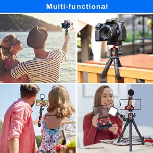 ULANZI Camera Tripod, Mini Flexible Tripod Stand with Hidden Phone Holder w Cold Shoe Mount, 1/4'' Screw for Magic Arm, Universal for iPhone 13 12 Pro Max XS Max X 8 Samsung Canon Nikon Sony Cameras