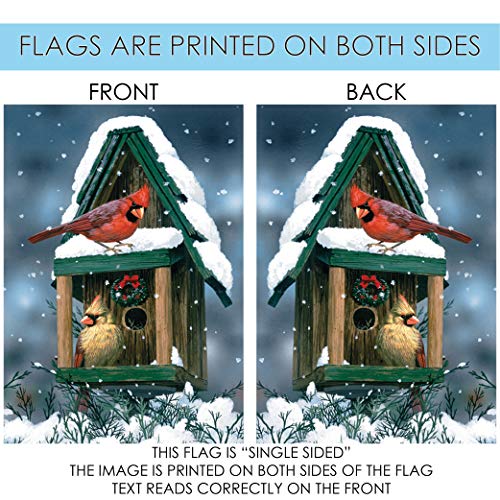 Toland Home Garden 100558 Cardinals In Snow Winter Flag 28x40 Inch Double Sided Winter Garden Flag for Outdoor House Flag Yard Decoration