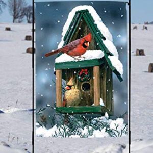 Toland Home Garden 100558 Cardinals In Snow Winter Flag 28x40 Inch Double Sided Winter Garden Flag for Outdoor House Flag Yard Decoration