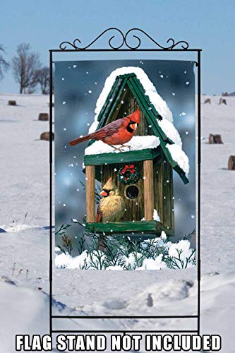 Toland Home Garden 100558 Cardinals In Snow Winter Flag 28x40 Inch Double Sided Winter Garden Flag for Outdoor House Flag Yard Decoration