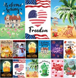 seasonal garden flags set of 12 double sided 12 x 18 inch yard flag,small garden flags for outside, christmas spring seasonal flag for outdoor holiday decorations