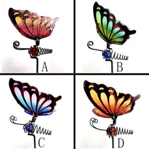 JFRISING Set 4 Butterfly Garden Stakes Decor, Metal & Glass Yard Art Decorative, Indoor Outdoor Lawn Pathway Patio Ornaments. A Set (4 Colors) of Sales