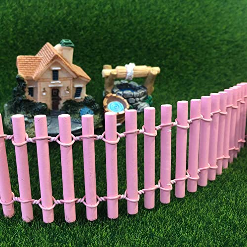 Mini Fence, 31" Long, 2" High, Miniature Fence for Crafts, Halloween Fencing, Picket Fence Panels, Fairy Garden Accessories Outdoor, Haunted House Figurine, Halloween Village, 1 Pack, Pink