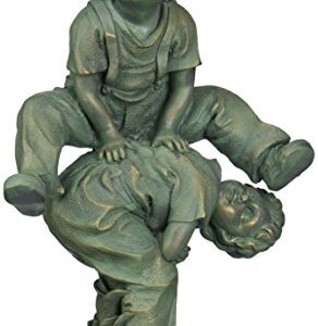 Design Toscano NG30439 Leap Froggin Playing Boys Garden Statue,Full Color