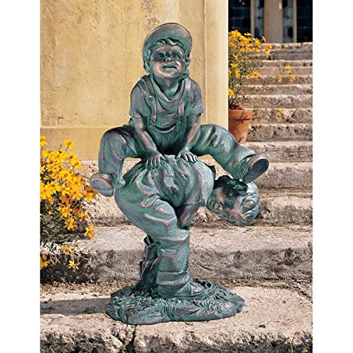 Design Toscano NG30439 Leap Froggin Playing Boys Garden Statue,Full Color