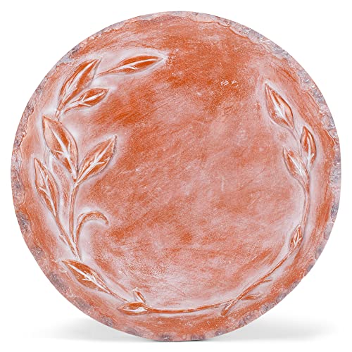 NAT & Jules Leaves Red Terracotta 12 inch Resin Stone Decorative Stepping Stone