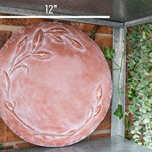 NAT & Jules Leaves Red Terracotta 12 inch Resin Stone Decorative Stepping Stone