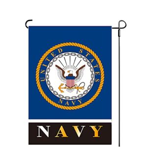us navy military garden flags 12×18 double sided- united states usn navy memorial small flag yard banner for us navy naval