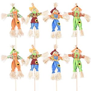 halloween fall harvest scarecrow decoration, 8 pack small standing scarecrow decor for autumn, halloween, garden, home, yard, porch, thanksgiving décor