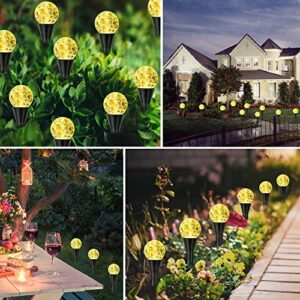 20 Led 22.15 ft Solar Outdoor Fairy Lights with 8 Modes, 20 in 1 Warm Light Globe Waterproof Stake Lights, Mini Crystal Bubble Decorative Lights for Valentines Day Yard Pathway Patio Party Wedding